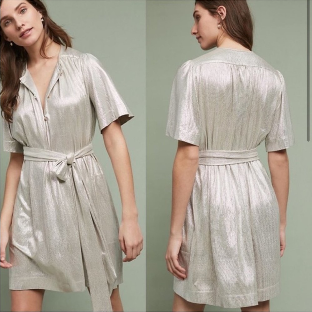 Sabina Musayev Gold Mini Dress with Shimmering Elegance